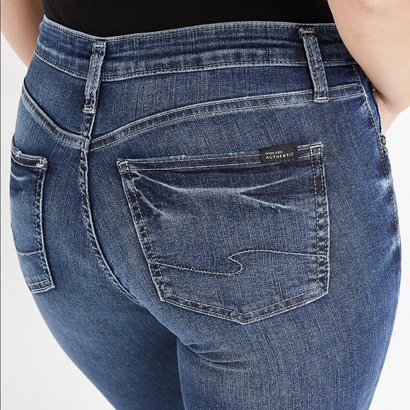 Silver Jeans Co.® Authentic Skinny Curvy Mid Rise Jean Dark Sandblast SZ 0 - Picture 4 of 5